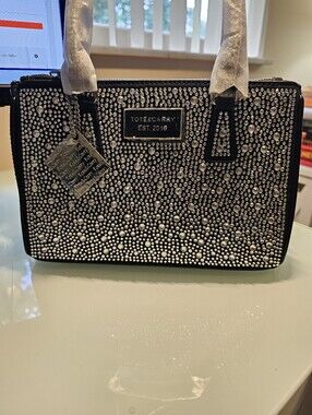 TOTE & CARRY NEW Embellished Black Crystal Tote Bag